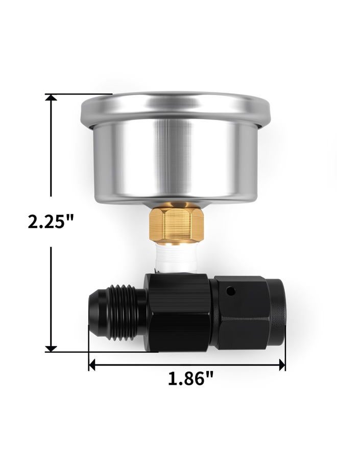 CNRAQR Universal 0-100psi Fuel Pressure Gauge 1/8" NPT Oil Press Gauge with 6AN Male Flare to -6 Female Swivel Fuel Pressure Take Off Fitting Adapter - Image 2