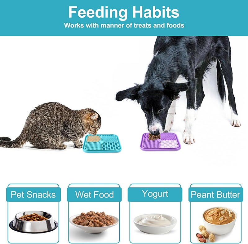 LUKITO 2PCS Licking Mat for Dogs with Suction Cups, Premium Lick Pad for Anxiety Relief, Slow Feeder Dog Bowls, Perfect for Bathing, Grooming and Training - Image 5