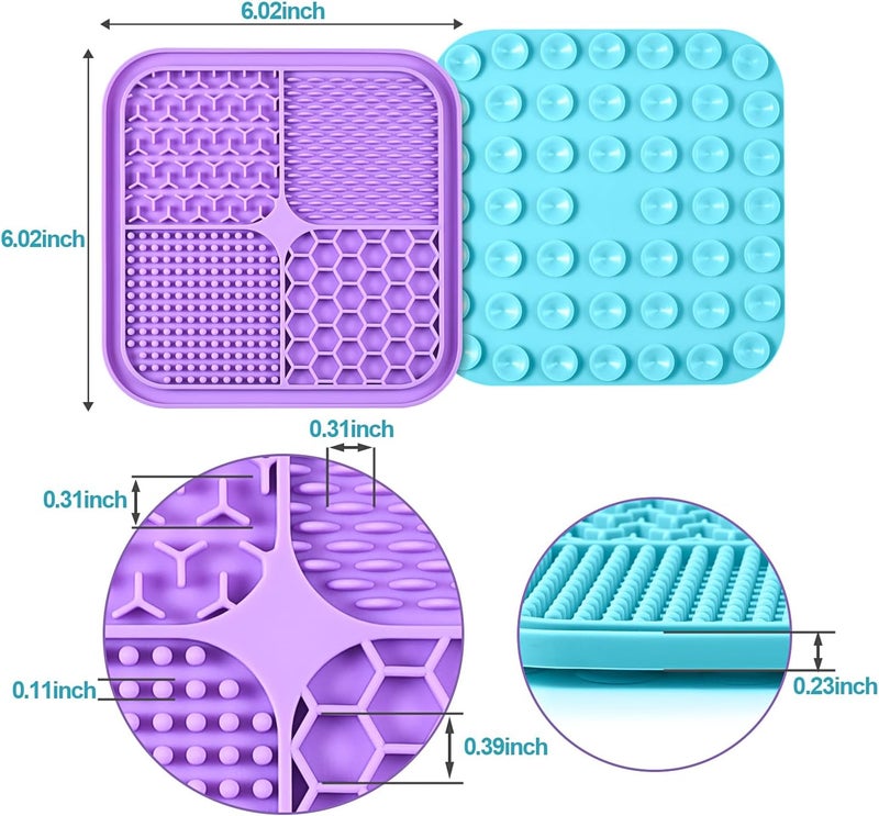 LUKITO 2PCS Licking Mat for Dogs with Suction Cups, Premium Lick Pad for Anxiety Relief, Slow Feeder Dog Bowls, Perfect for Bathing, Grooming and Training - Image 3