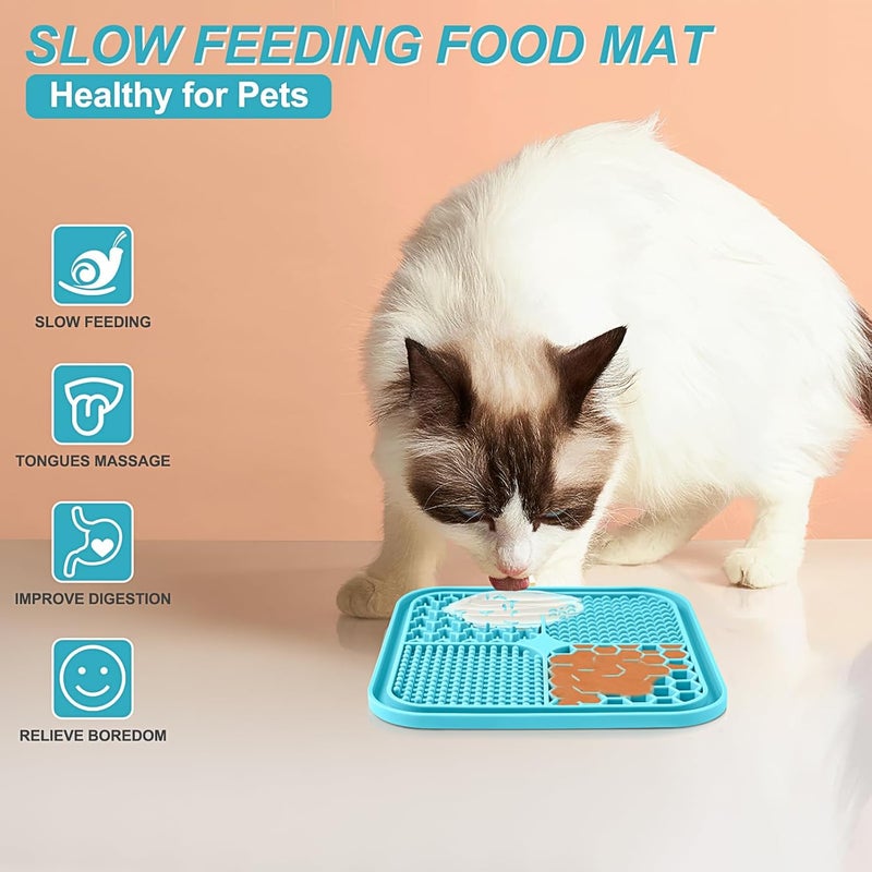 LUKITO 2PCS Licking Mat for Dogs with Suction Cups, Premium Lick Pad for Anxiety Relief, Slow Feeder Dog Bowls, Perfect for Bathing, Grooming and Training - Image 4
