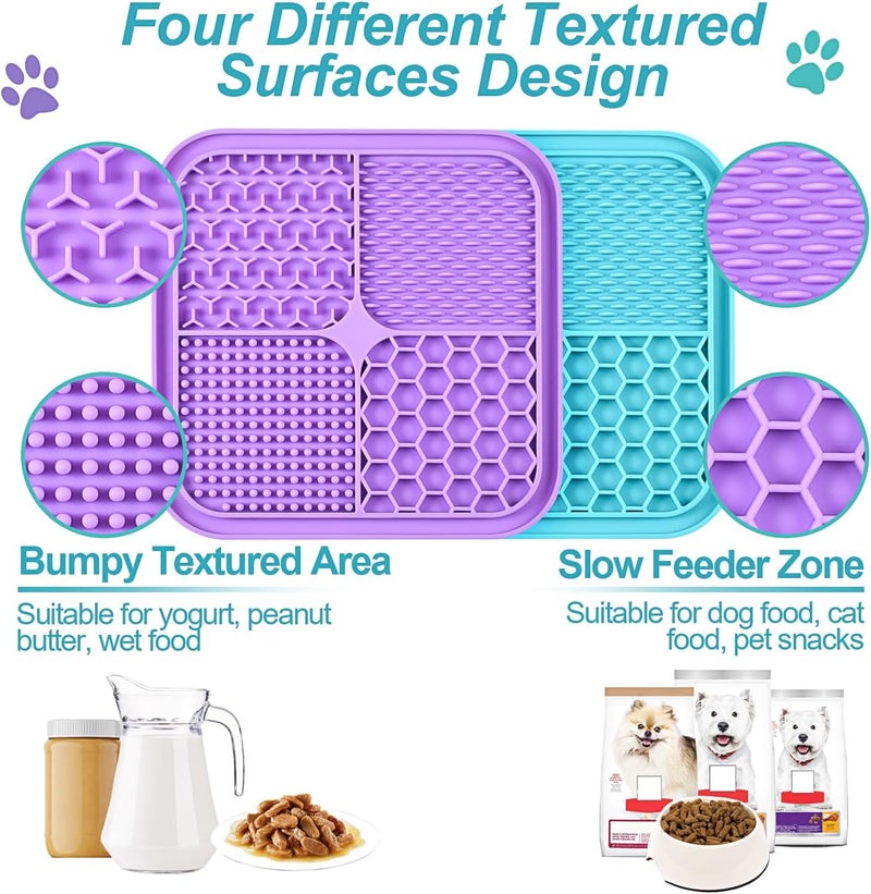 LUKITO 2PCS Licking Mat for Dogs with Suction Cups, Premium Lick Pad for Anxiety Relief, Slow Feeder Dog Bowls, Perfect for Bathing, Grooming and Training - Image 2