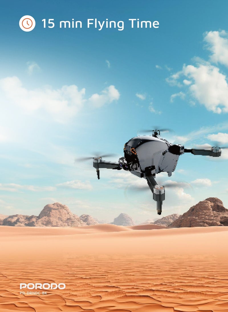 بورودو طائرة بدون طيار Aerovision FPV كاميرا مزدوجة وتنظيم كهربائي / تجنب العوائق تلقائيًا / محرك بدون فرشاة / وقت طيران 15 دقيقة / مدى ارتفاع 80 مترًا - أسود / فضي - Image 5