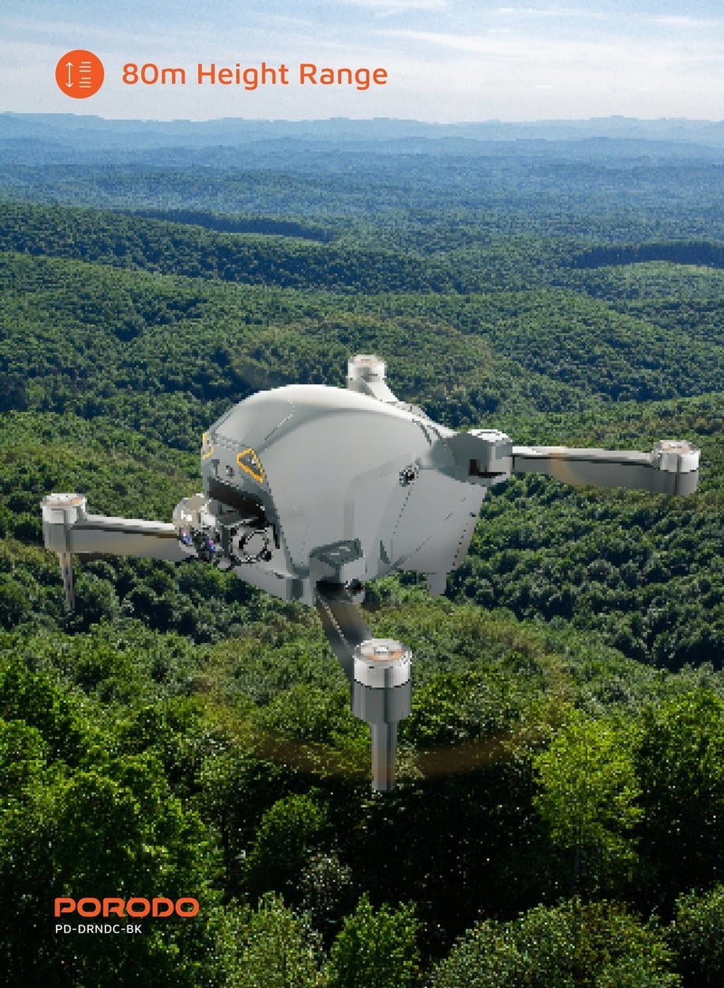 بورودو طائرة بدون طيار Aerovision FPV كاميرا مزدوجة وتنظيم كهربائي / تجنب العوائق تلقائيًا / محرك بدون فرشاة / وقت طيران 15 دقيقة / مدى ارتفاع 80 مترًا - أسود / فضي - Image 3