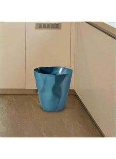 ماركة غير محددة Wastebasket Trash Can Minimalist Dustbin Decorative Garbage Can Waste Bin for Dorm Toilet Living Room Kitchen Indoor, Dark Blue  - Image 3
