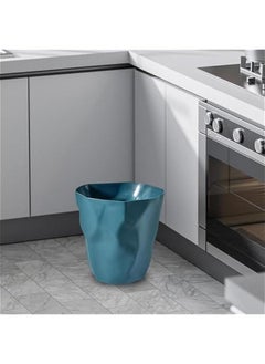 ماركة غير محددة Wastebasket Trash Can Minimalist Dustbin Decorative Garbage Can Waste Bin for Dorm Toilet Living Room Kitchen Indoor, Dark Blue  - Image 4