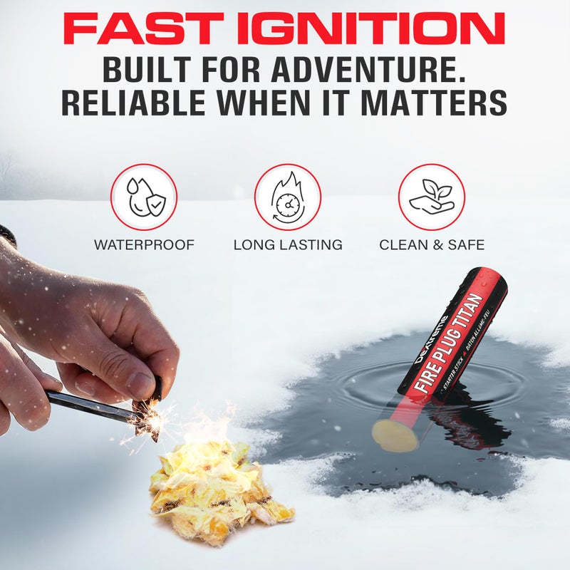 Dextreme Fire Plug Titan - Survival Fire Starting Tinder, Fire Plugs XL, Best Firestarter Stick for Emergency, Survival, Campfire, Bushcraft, and Hiking - Waterproof & Non-Toxic (1 Stick) - Image 2