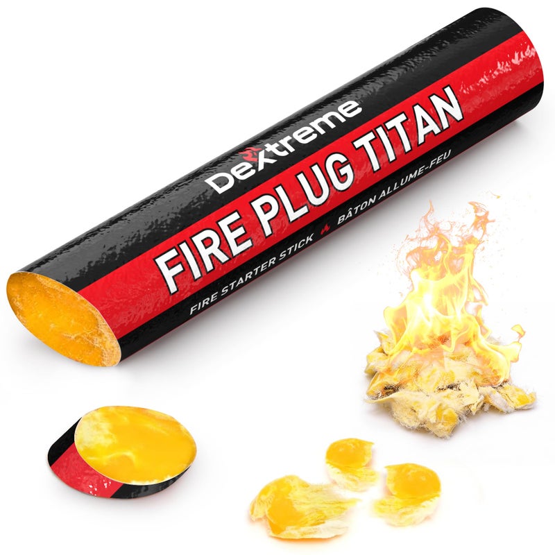 Dextreme Fire Plug Titan - Survival Fire Starting Tinder, Fire Plugs XL, Best Firestarter Stick for Emergency, Survival, Campfire, Bushcraft, and Hiking - Waterproof & Non-Toxic (1 Stick) - Image 1