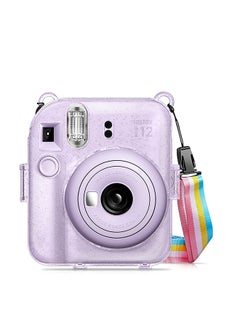 O Ozone Transparent Hard Camera Case for Fujifilm Instax Mini 12 Instant Camera Cover with Adjustable Strap  - Purple  - Image 1