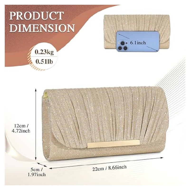 Versatile Classic High-End Pleated Bag Women'S Evening Bag Single Shoulder Cross-Body Evening Bag Clutch Bag - Image 4