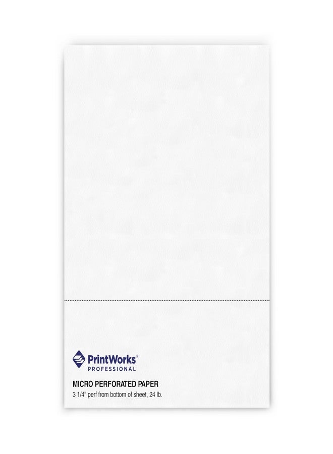 PrintWorks Professional 3 1/4" Horizontal Perforated Paper 8.5” x 11” - Perfect For W-2, 1099, & Statement Use - Made in the USA - 500 Sheets - 20 lb - Printer Compatible - White (04115) - Image 1