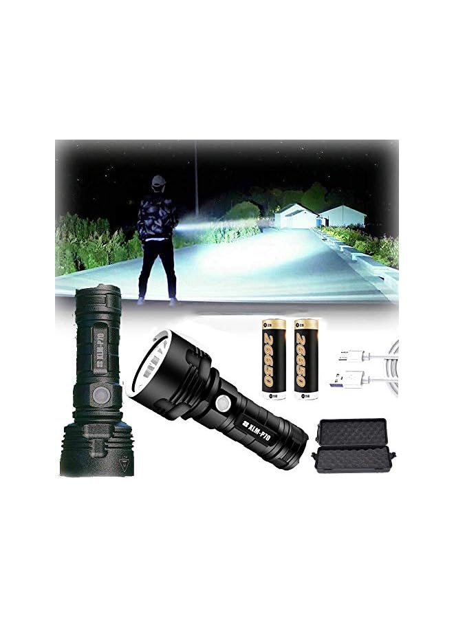 promass 30000-100000 Lumen High Power LED Waterproof Flashlight Lamp Ultra Bright, 3 Mode Most Powerful 50W XLM-P70 LED USB Rechargeable Flashlight Torch (50W XLM-P70, Double lithium battery) - Image 2