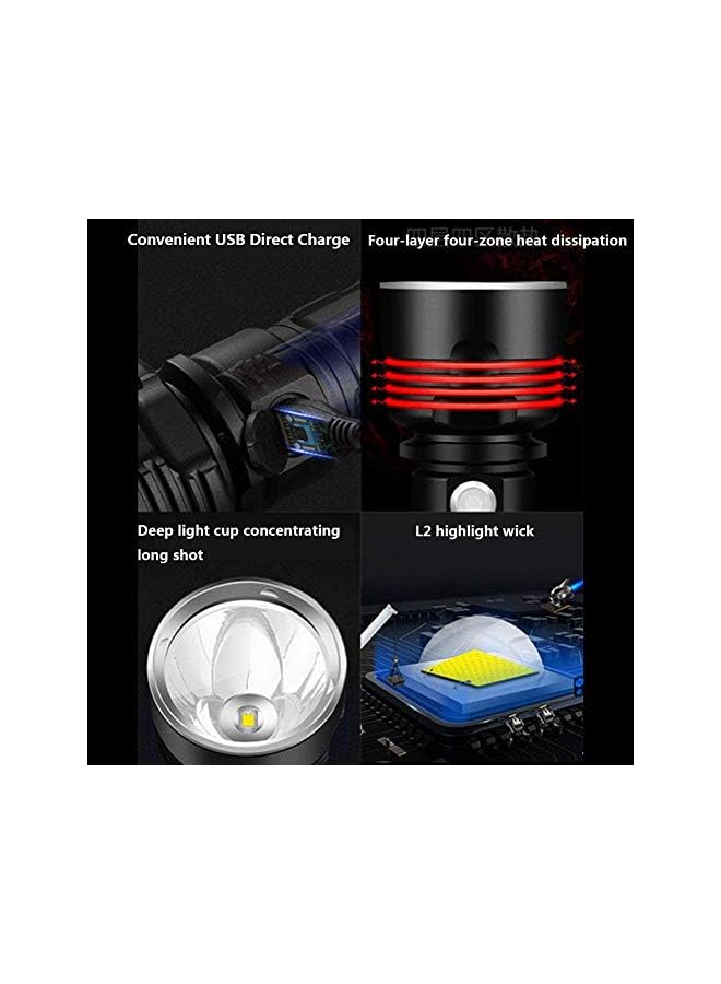 promass 30000-100000 Lumen High Power LED Waterproof Flashlight Lamp Ultra Bright, 3 Mode Most Powerful 50W XLM-P70 LED USB Rechargeable Flashlight Torch (50W XLM-P70, Double lithium battery) - Image 5