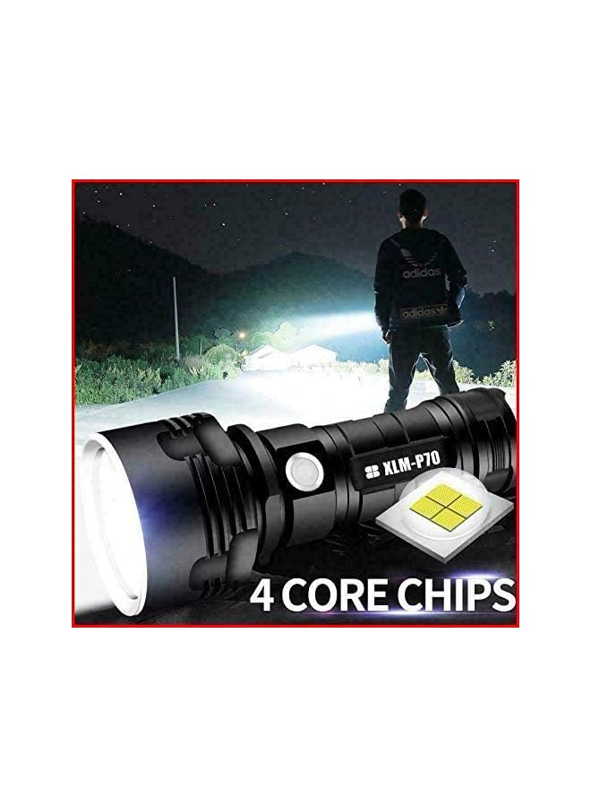 promass 30000-100000 Lumen High Power LED Waterproof Flashlight Lamp Ultra Bright, 3 Mode Most Powerful 50W XLM-P70 LED USB Rechargeable Flashlight Torch (50W XLM-P70, Double lithium battery) - Image 3
