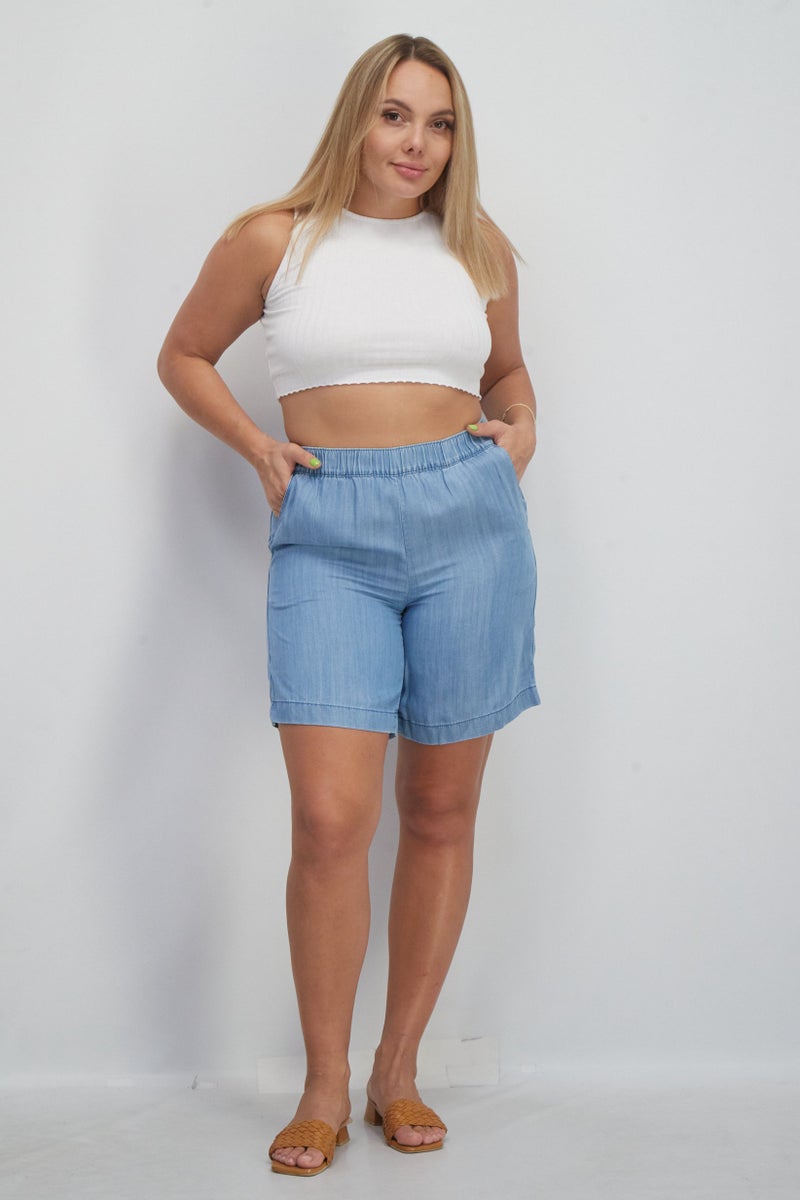 ESPRIT شورتات جينز ناعمة مغسولة للنساء، أزرق فاتح - Image 4