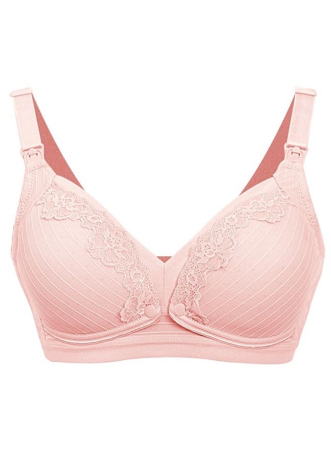 Loquat - Comfy Solid Color Thin Cup Nursing Bra Pregnancy Underwear Pink - Image 1