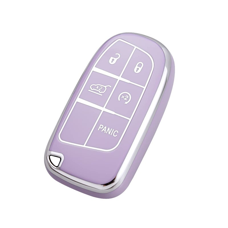 غطاء مفتاح OFFCURVE لسيارات دودج جيب غطاء مفتاح السيارة لحالات دودج تشارجر تشالنجر دارت جورنيو دورانجو غراند كارافان رام كرايسلر 200 300 مفتاح ذكي ملحقات السيارة حامل واقي بنفسجي