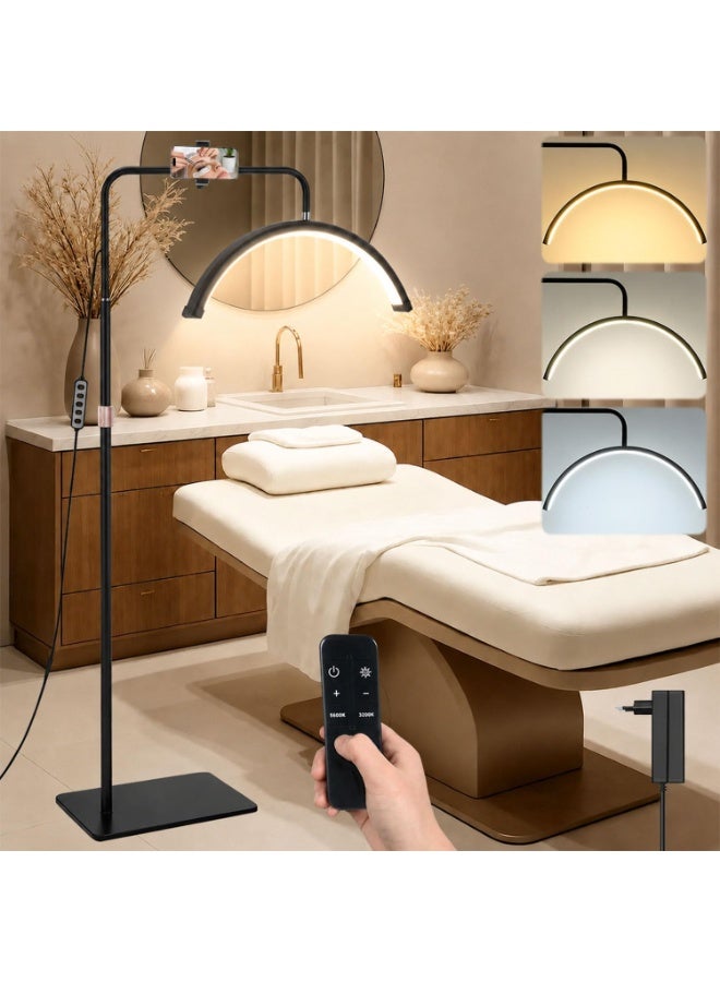 Original LED half-moon floor lamp with phone holder and remote control - Black - Image 1