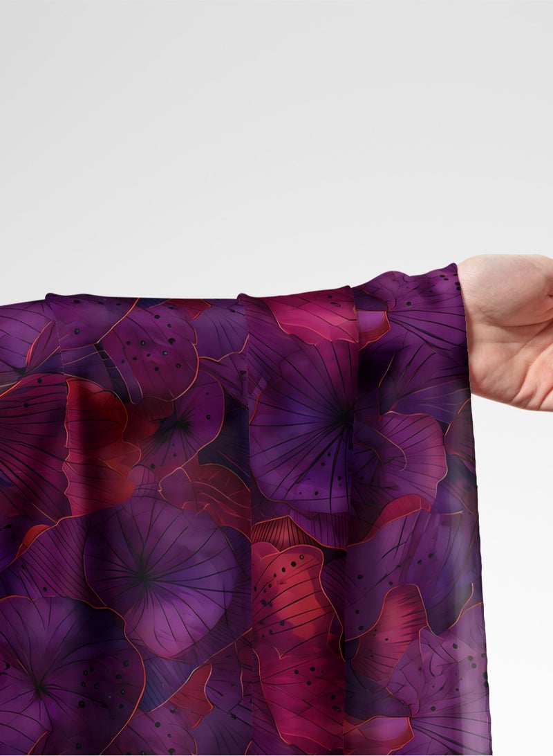 Vellato Al Lail Aramny Silk Fabric By The Yard Purple Red Floral Jalabiya Makhweer Dressmaking 58 Inches Width - Image 1