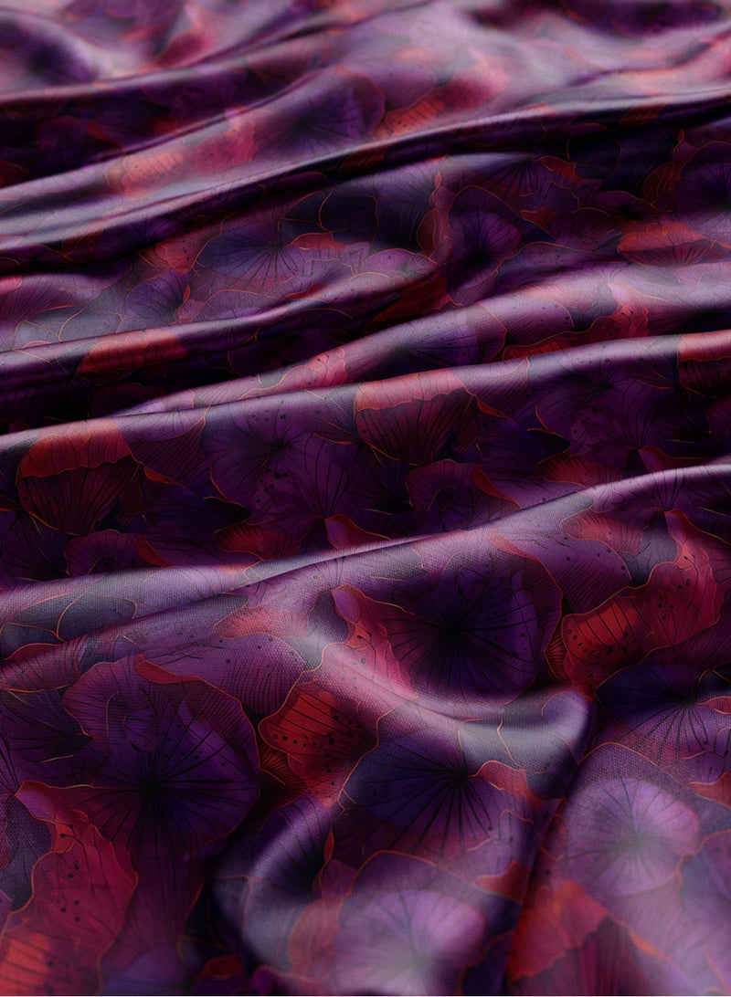 Vellato Al Lail Aramny Silk Fabric By The Yard Purple Red Floral Jalabiya Makhweer Dressmaking 58 Inches Width - Image 3