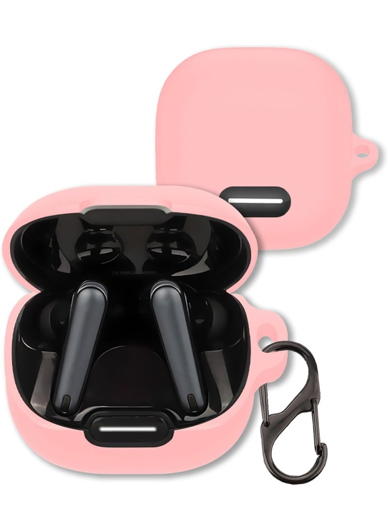 Case for Soundcore Liberty 4 NC Earbuds, Soft Silicone Protective Cover with Carabiner, Shockproof (Pink) - Image 1