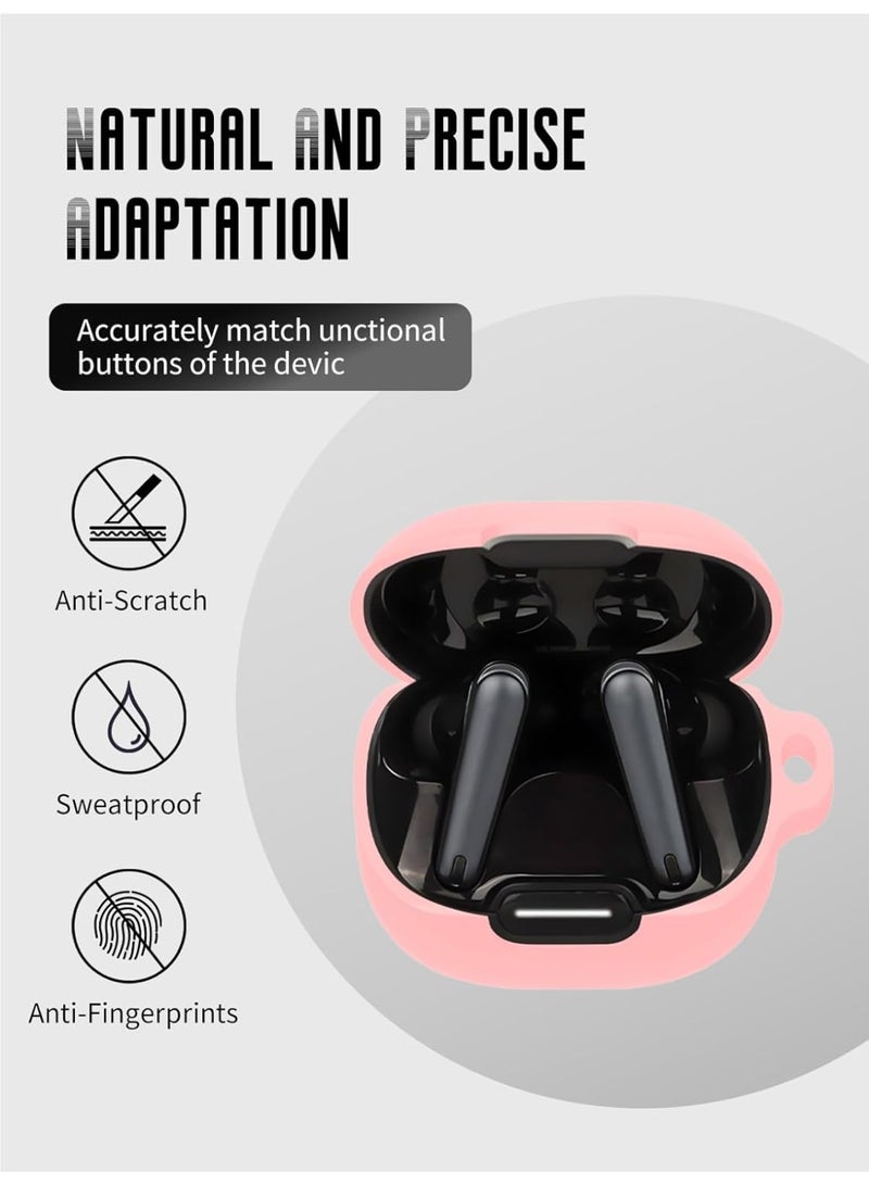 Case for Soundcore Liberty 4 NC Earbuds, Soft Silicone Protective Cover with Carabiner, Shockproof (Pink) - Image 2