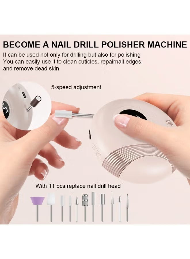 بلو فاير طقم 3 في 1 لقص أظافر كهربائي لاسلكي ومقص أظافر أوتوماتيكي مزود بضوء الأشعة فوق البنفسجية | طقم مانيكير وباديكير محمول قابل لإعادة الشحن | 11 قطعة، سرعة قابلة للتعديل، آمن للأظافر الأكريليكية والجل والطبيعية | أداة احترافية للعناية بالأظافر للبالغين والأطفال - Image 2