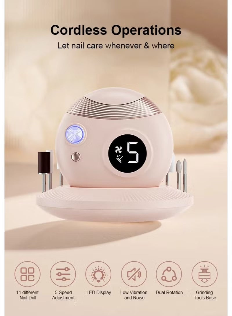 بلو فاير طقم 3 في 1 لقص أظافر كهربائي لاسلكي ومقص أظافر أوتوماتيكي مزود بضوء الأشعة فوق البنفسجية | طقم مانيكير وباديكير محمول قابل لإعادة الشحن | 11 قطعة، سرعة قابلة للتعديل، آمن للأظافر الأكريليكية والجل والطبيعية | أداة احترافية للعناية بالأظافر للبالغين والأطفال - Image 3
