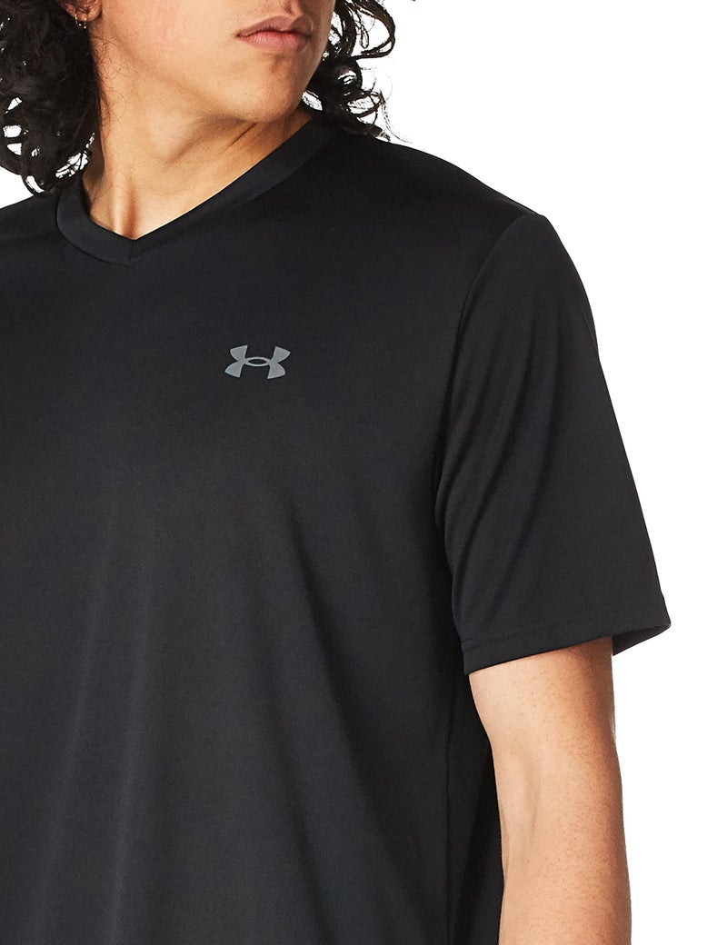 Under Armour Men's Velocity 2.0 Short Sleeve V Neck T Shirt, (001) Black / / Pitch Gray, Large - Image 2