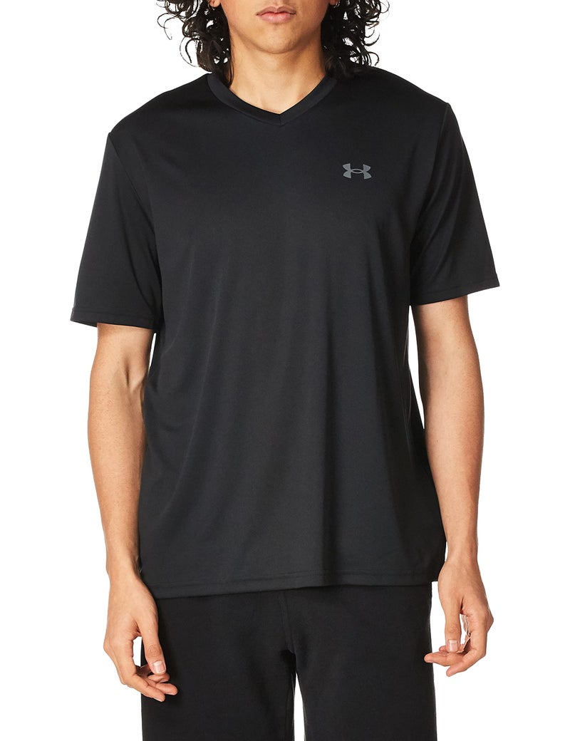 Under Armour Men's Velocity 2.0 Short Sleeve V Neck T Shirt, (001) Black / / Pitch Gray, Large - Image 1
