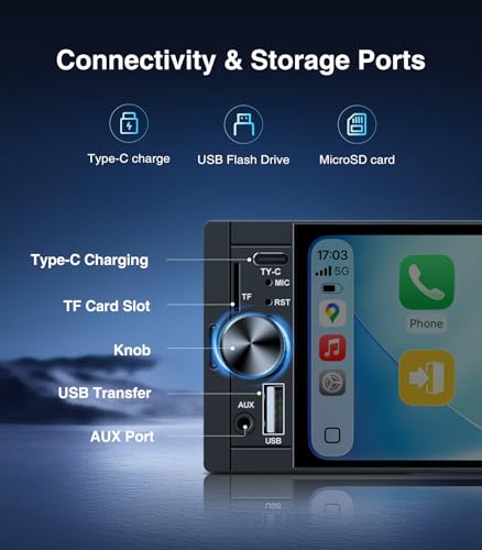 AINAVI 6.36 Inch Single Din Touchscreen Car Stereo Carplay Android Auto SWC/FM/Bluetooth - Image 4