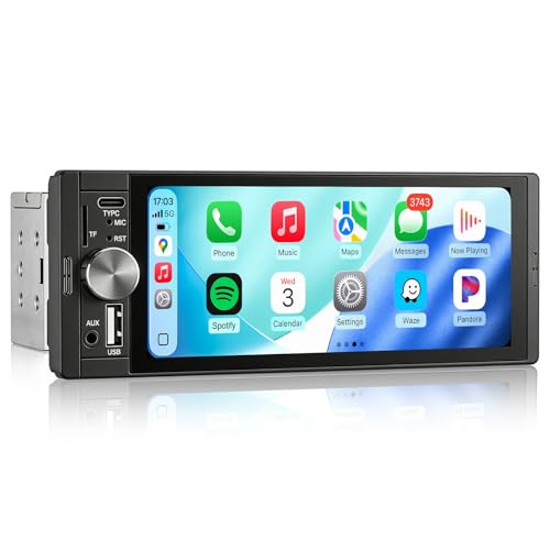AINAVI 6.36 Inch Single Din Touchscreen Car Stereo Carplay Android Auto SWC/FM/Bluetooth - Image 1