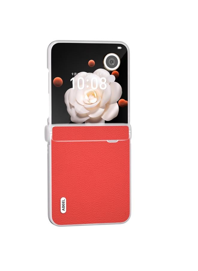 Zaboon Case For Honor Magic V Flip ABEEL Three Parts Frosted Translucent Frame Genuine Leather Luolai Series Phone Case - Image 2