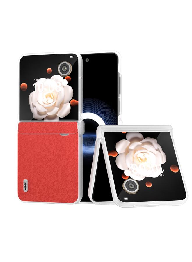 Zaboon Case For Honor Magic V Flip ABEEL Three Parts Frosted Translucent Frame Genuine Leather Luolai Series Phone Case - Image 1