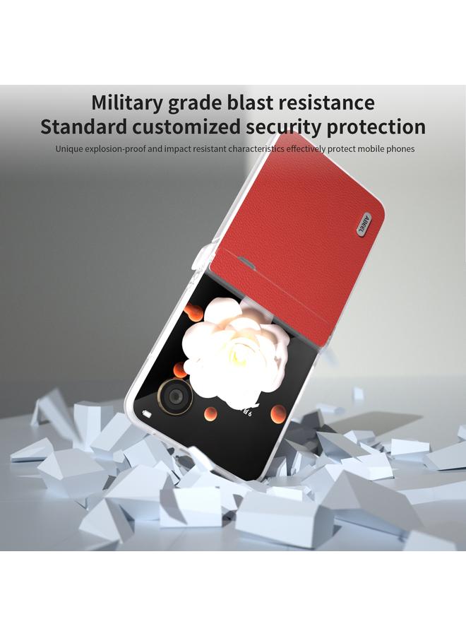 Zaboon Case For Honor Magic V Flip ABEEL Three Parts Frosted Translucent Frame Genuine Leather Luolai Series Phone Case - Image 5