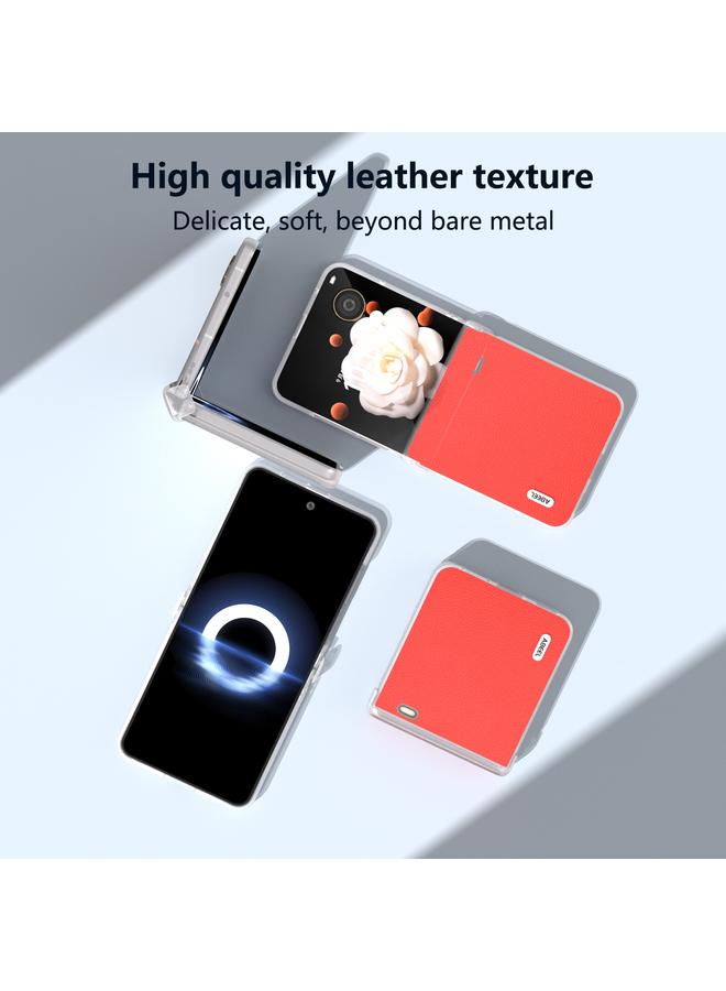 Zaboon Case For Honor Magic V Flip ABEEL Three Parts Frosted Translucent Frame Genuine Leather Luolai Series Phone Case - Image 4