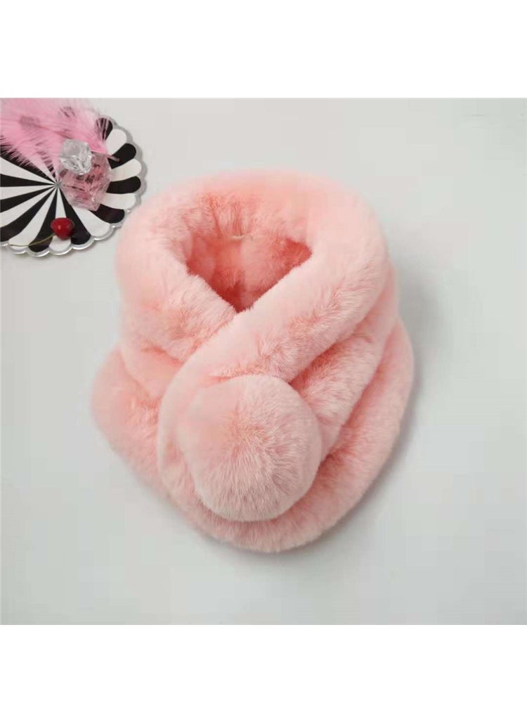 Generic - 2020 autumn and winter three-tube one ball scarf adult children plush scarf imitation fur warm fur scarf women Bean paste - Image 1