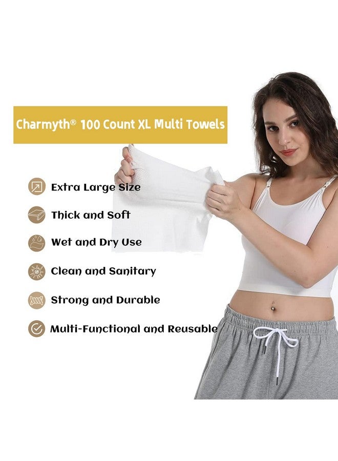 Charmyth Disposable Face Towel Clean Face Tissue Skin Towel 100 Count Xl Extra Thick Soft Disposable Makeup Remover Dry Wipes Organic Cruelty Free And Degradable Clean Towel For Sensitive Skin - Image 3
