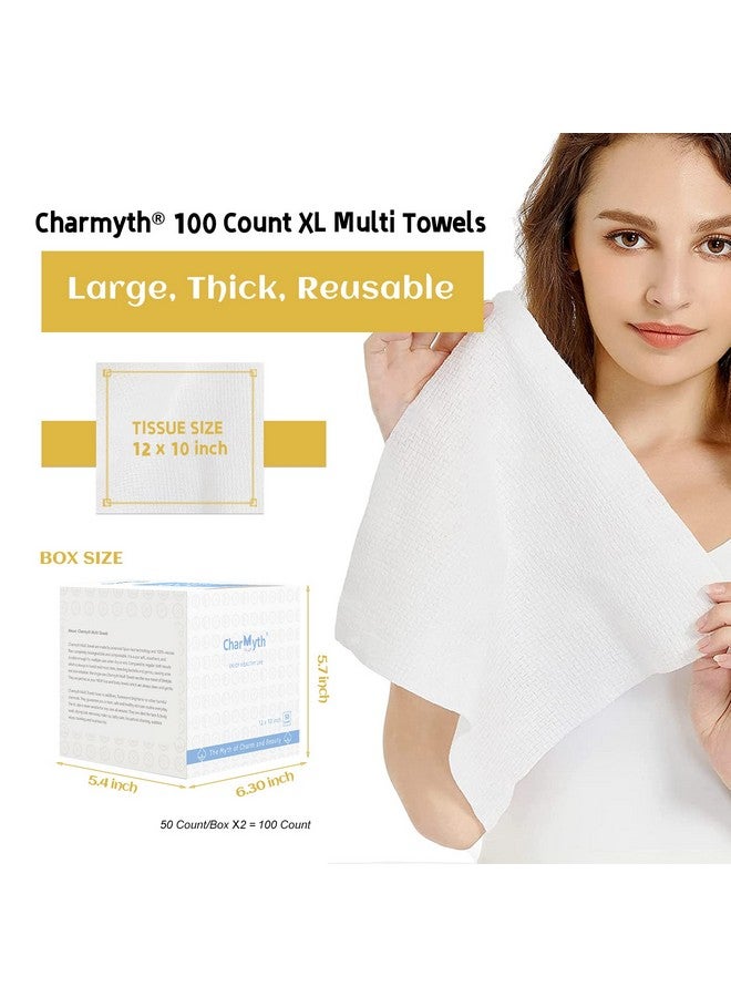 Charmyth Disposable Face Towel Clean Face Tissue Skin Towel 100 Count Xl Extra Thick Soft Disposable Makeup Remover Dry Wipes Organic Cruelty Free And Degradable Clean Towel For Sensitive Skin - Image 2