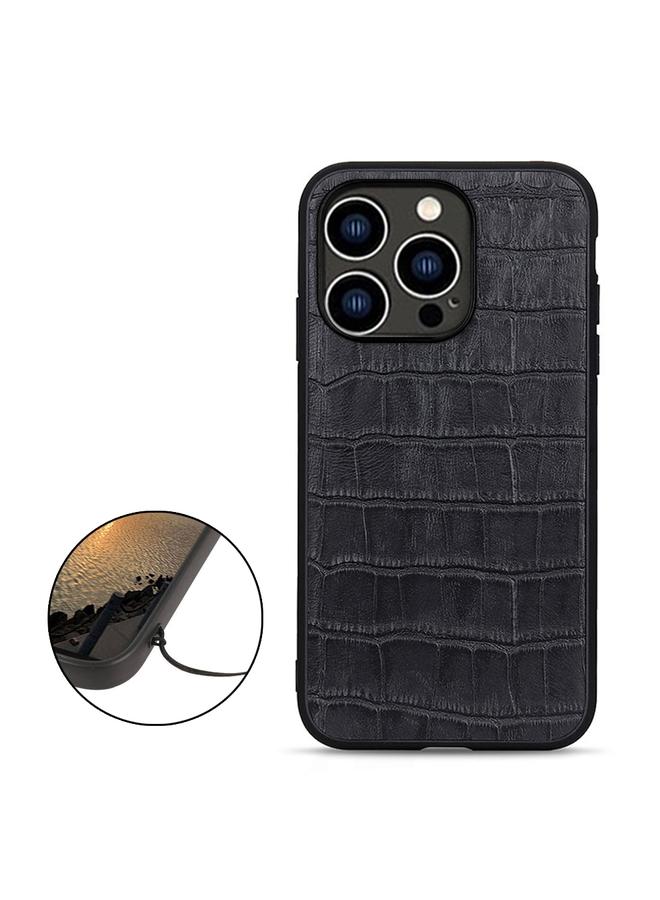 اس-توب جراب لهاتف iPhone 14 Pro مصنوع من جلد التمساح الأصلي - Image 2
