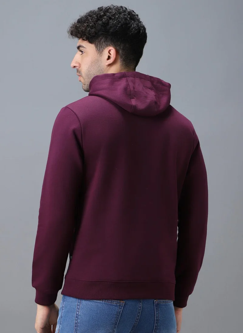 Urbano Fashion  Urbano Fashion Men's Purple Cotton Graphic Print Hooded Neck Sweatshirt for Men | Best Price UAE