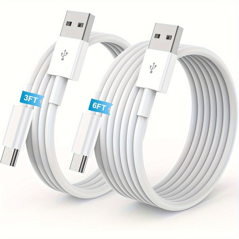 كابل شحن سيارة أبيض، قطعة واحدة، بطول 3 أقدام، من USB-A إلى USB-C، مناسب لـ iPhone 16 و15 Plus Pro Max وiPad وSamsung. - Image 1