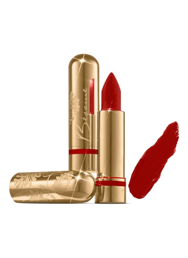 بيسامي كوزمتيكس أحمر شفاه BESAME Red Velvet بلون عتيق ١٩٤٦، مناسب لجميع أنواع البشرة، شائع الاستخدام يوميًا، أحمر قرميدي دافئ، لون شفاه يدوم طويلًا، مع فيتامين E المرطب، لمسة نهائية ساتانية، سهل الارتداء.  - Image 1