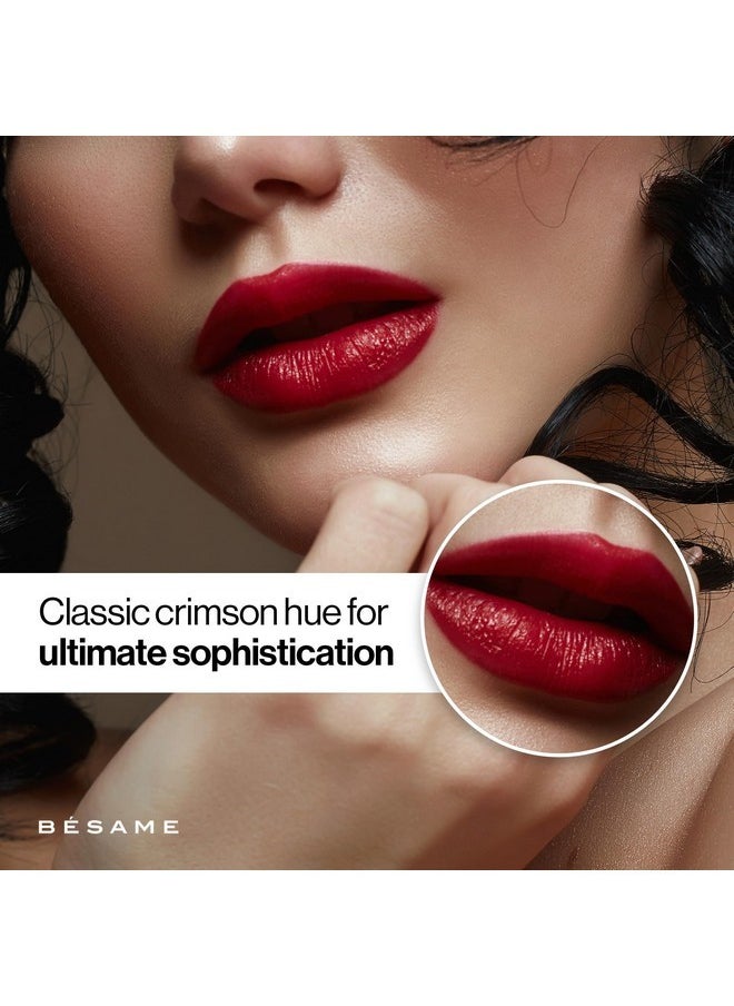 بيسامي كوزمتيكس أحمر شفاه BESAME Red Velvet بلون عتيق ١٩٤٦، مناسب لجميع أنواع البشرة، شائع الاستخدام يوميًا، أحمر قرميدي دافئ، لون شفاه يدوم طويلًا، مع فيتامين E المرطب، لمسة نهائية ساتانية، سهل الارتداء.  - Image 4