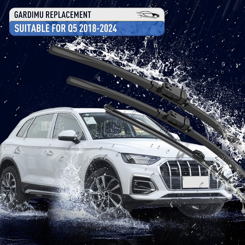 GARDIMU Replacement Windshield Wiper Blades for Audi Q5 (2018-2023) - Front and Rear All-Weather - Image 2