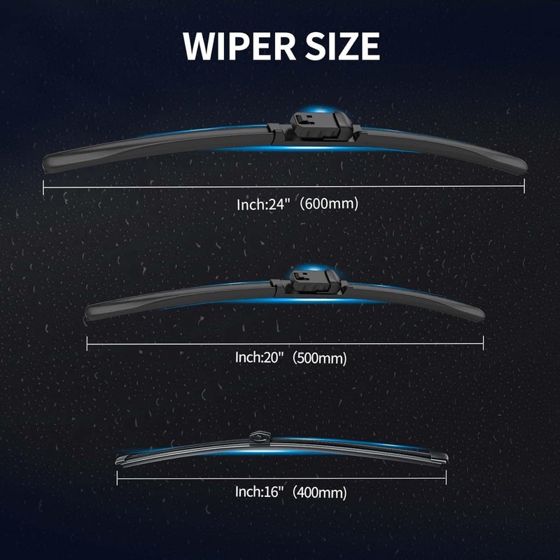 GARDIMU Replacement Windshield Wiper Blades for Audi Q5 (2018-2023) - Front and Rear All-Weather - Image 3