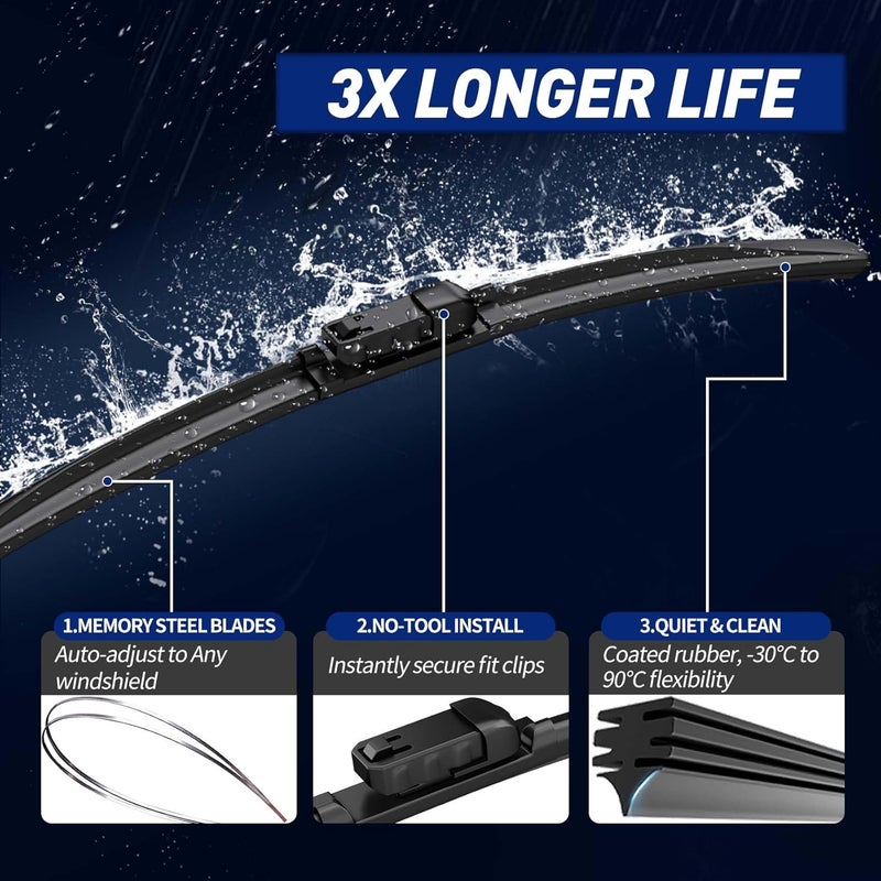 GARDIMU Replacement Windshield Wiper Blades for Audi Q5 (2018-2023) - Front and Rear All-Weather - Image 4