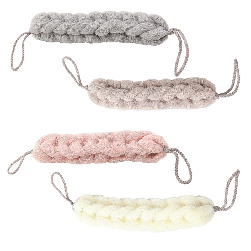 8 Pcs Comfortable Bath Hand-held Weave Bath Strip Bath Towel(Grey, , Beige and Khaki) - Image 2