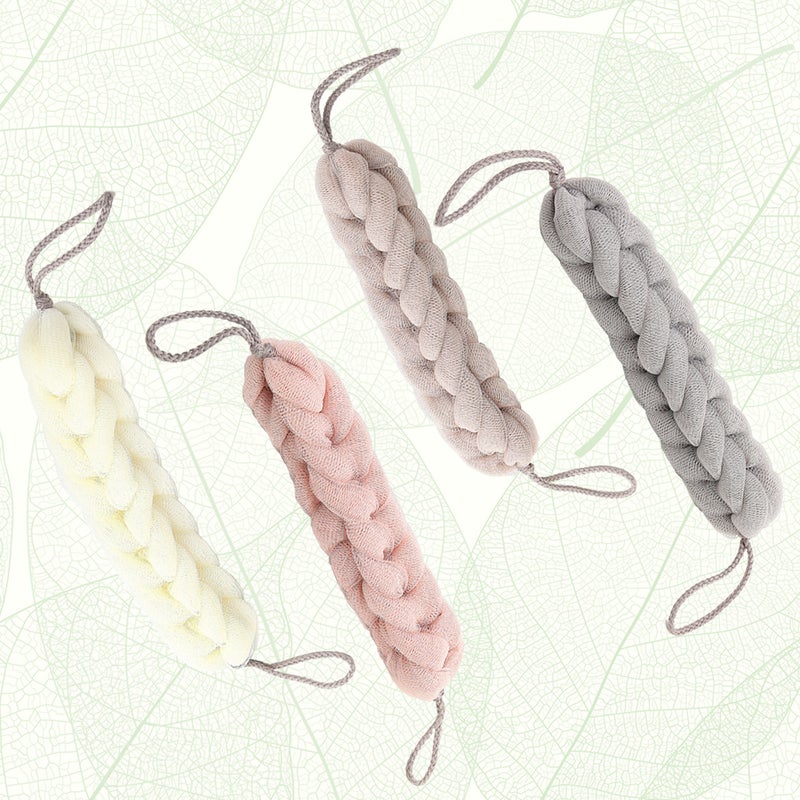 8 Pcs Comfortable Bath Hand-held Weave Bath Strip Bath Towel(Grey, , Beige and Khaki) - Image 3