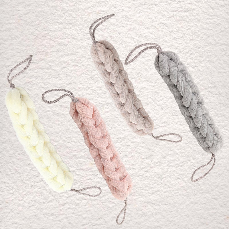 8 Pcs Comfortable Bath Hand-held Weave Bath Strip Bath Towel(Grey, , Beige and Khaki) - Image 1