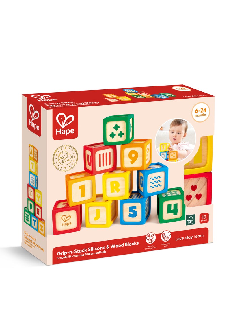Hape Hape Grip-n-Stack Silicone & Wood Blocks  - Image 5
